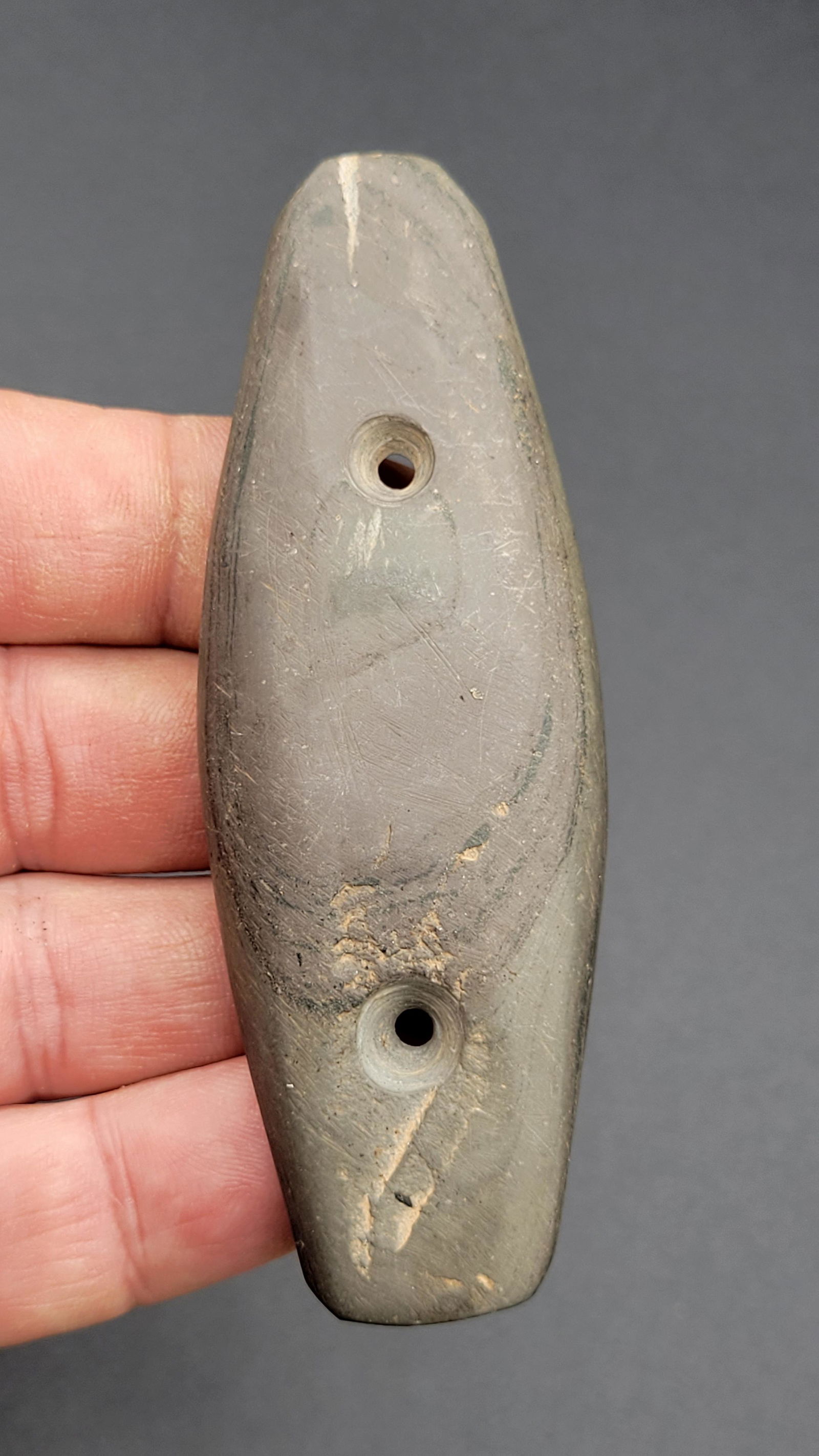 4" Adena Expanded Center Gorget Hamilton County Ohio- made of glacial slate: 4" Adena Expanded Center Gorget Hamilton County Ohio- made of glacial slate