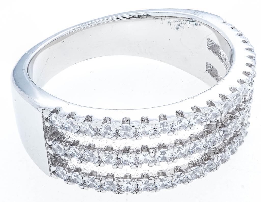 925 Sterling Silver Ring, Emerald cut center w/ 2 Halos of Swarovski Elements Size 7 (1 of 2)