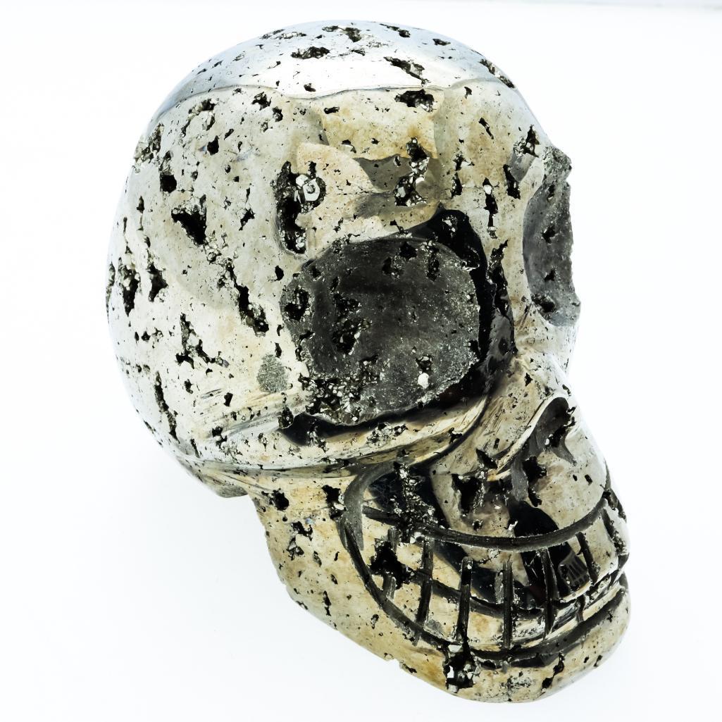 Genuine Natural PYRITE (Iron Pyrite) AKA as Fool's Gold - SKULL Sculptured Mineral, Hand Made From: Genuine Natural PYRITE (Iron Pyrite) AKA as Fool's Gold - SKULL Sculptured Mineral, Hand Made From Pyrite - Origin Peru