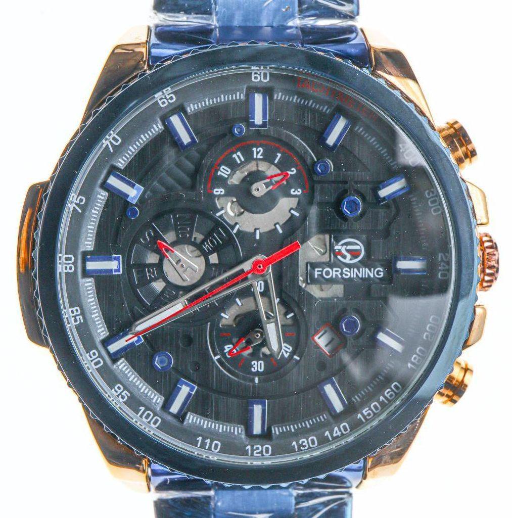 FORSINING Designer Watch, Two Tone Rose Gold & Black Stainless Steel, Chrono Dials, Automatic (1 of 2)
