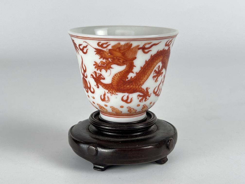 Chinese Art: A dragon cup, marked, Qing Dynasty Pr. (1 of 4)