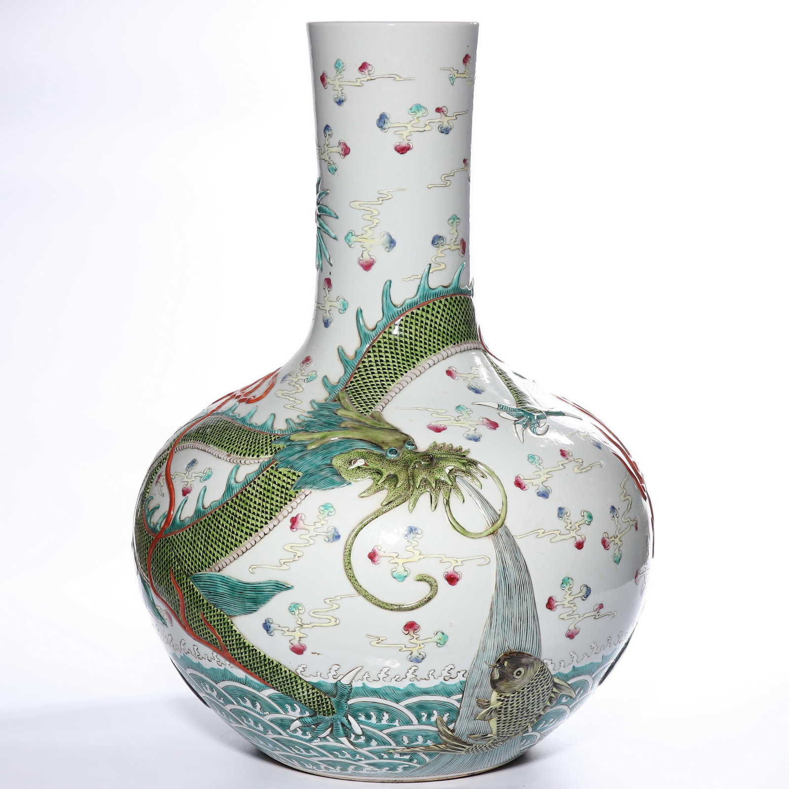 A large incarved Chinese ball-vase, late Qing Daynasty Pr. (1 of 6)