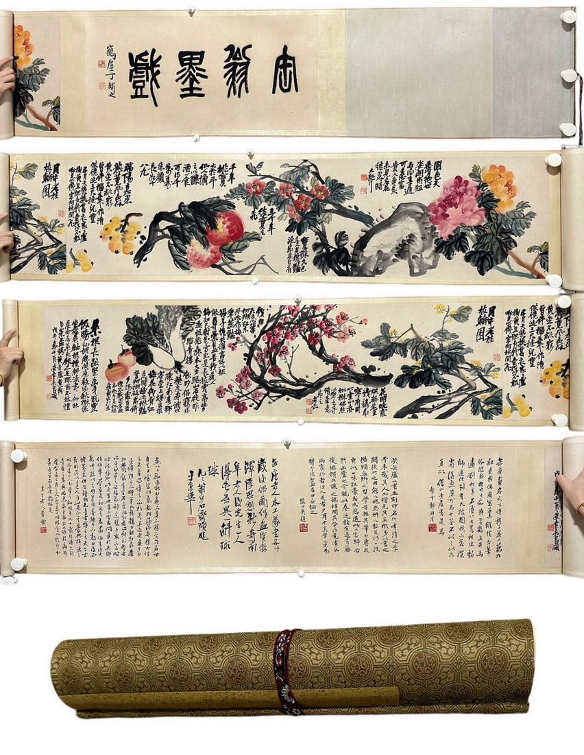A Chinese handpainting, Signed&Marked.: Size:(34x276cm) Shipping:EU\HK\USA Ondoor shipping estimation:95EUR Condition:(Good Condition, No Repairment Checked by UV&Strong Light, Age Traces) Terms:(It is the Buyer's responsibility to inspect