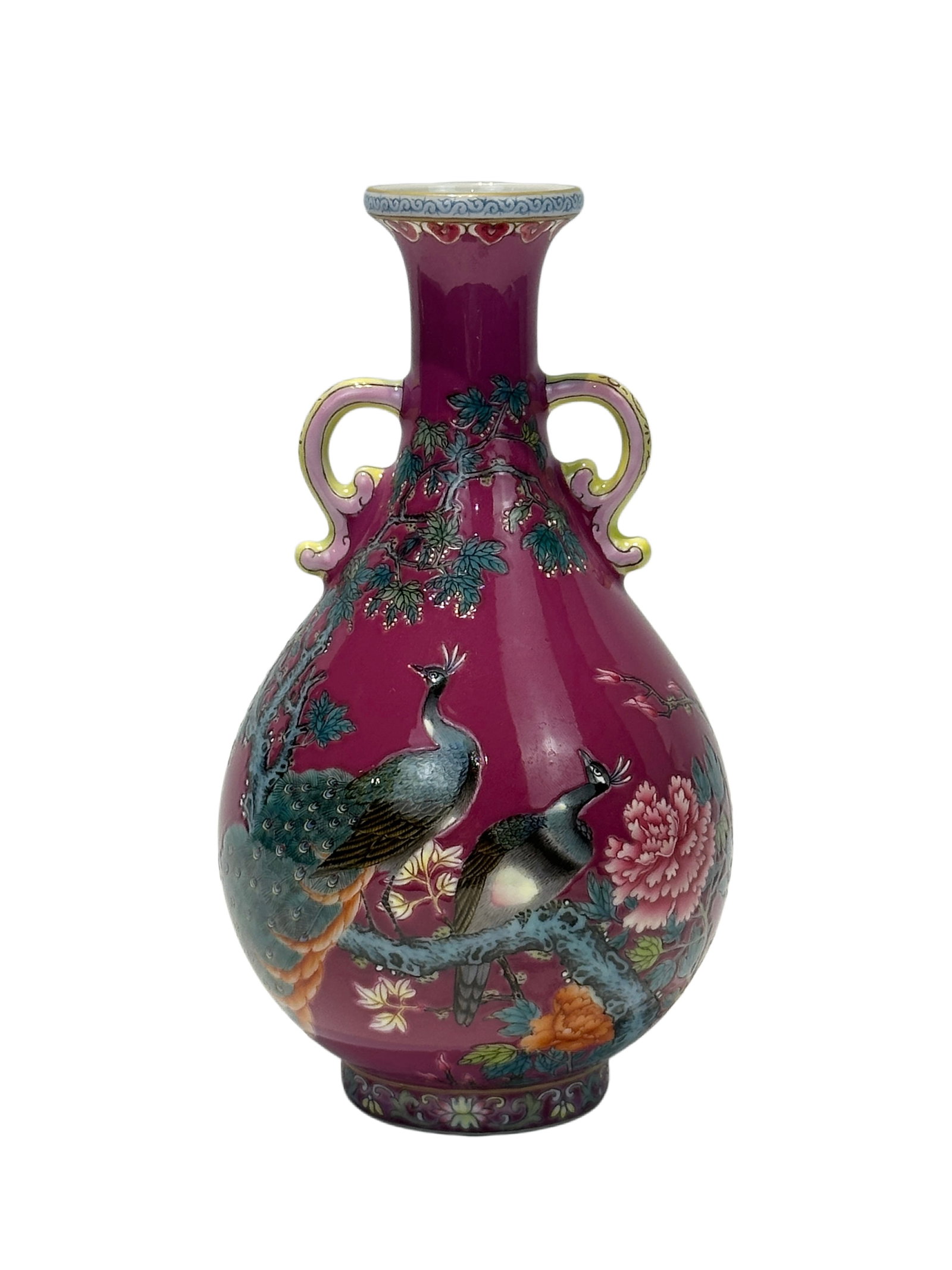 A Chinese rouge-red background vase, Qian Long Pr. (1 of 8)