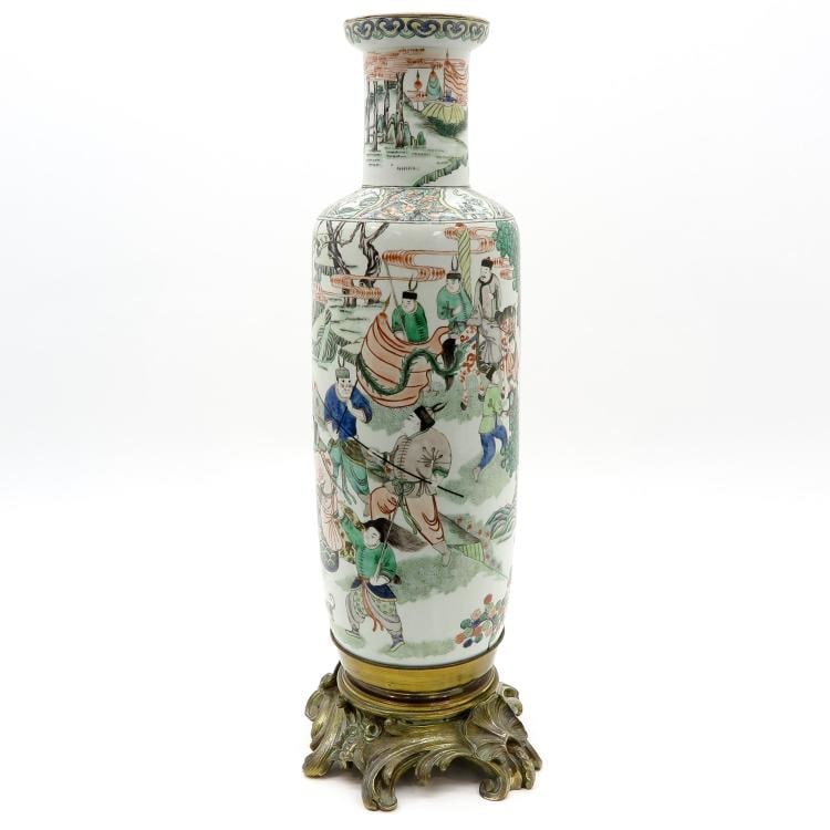 A Fine 19th Century Famille Verte Rolwagen Vase (1 of 6)