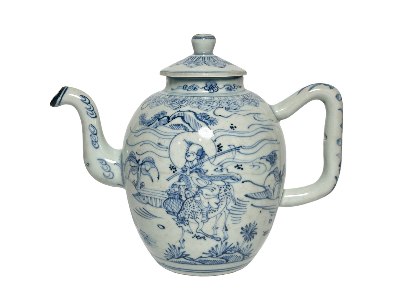 A Chinese blue-and-white figurine pot, Kang Xi Pr. (1 of 8)