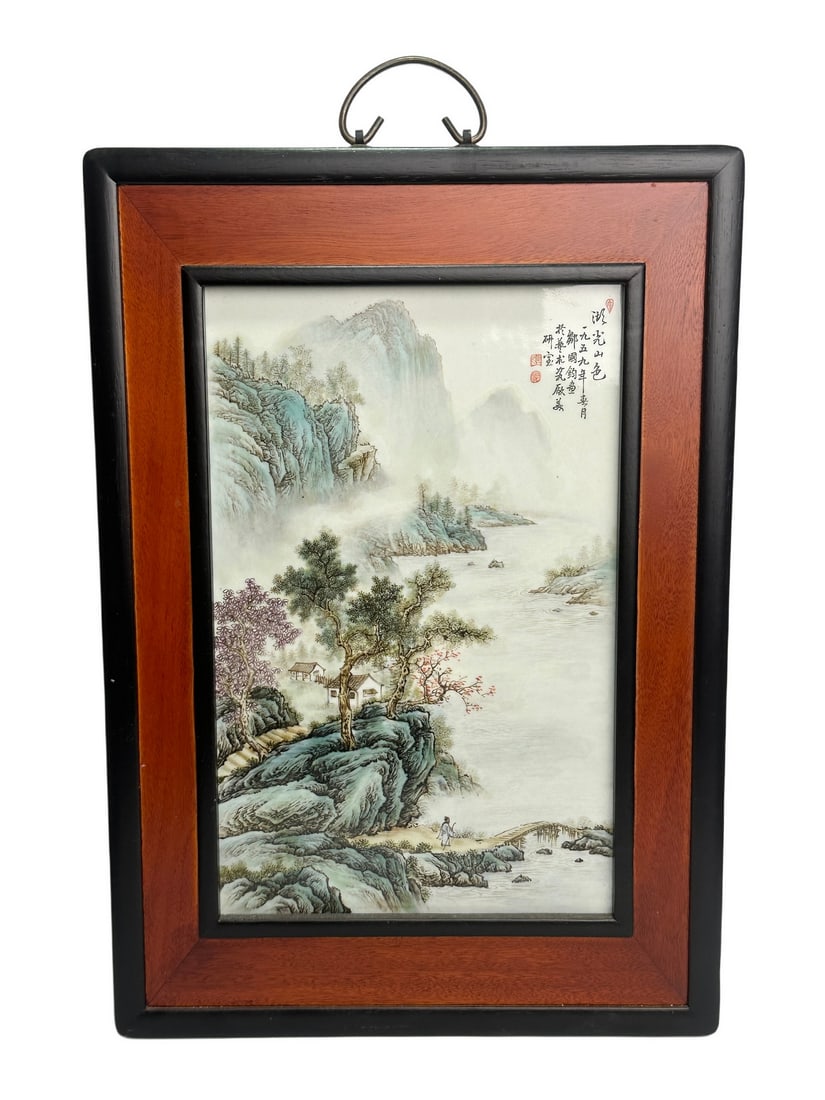 A large Famille Rose porcelain plaque, 1970's.: Size:(Height52.7cm, Mouth Diameter37cm) Shipping:EU\HK\USA Ondoor shipping estimation:155EUR Condition:(Good Condition, No Hairlines, No Cracks, No Repairment Checked by UV&Strong Light, Age Traces) T