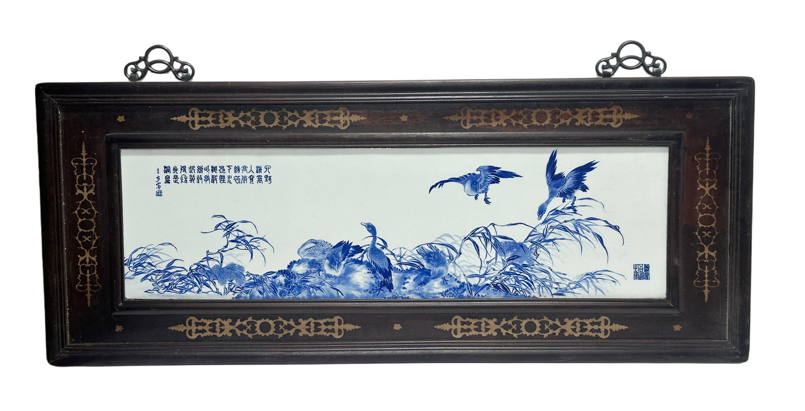 A Chinese large Blue and white porcelain plaque, Qing Dynasty Pr. (1 of 8)