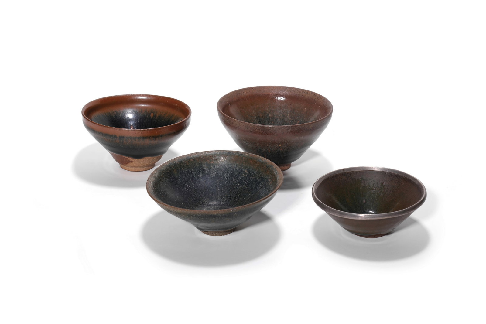 A Set of Four Hare??s Fur Glaze Jian Tea Bowls, 12th?C13th C Pr. (1 of 4)