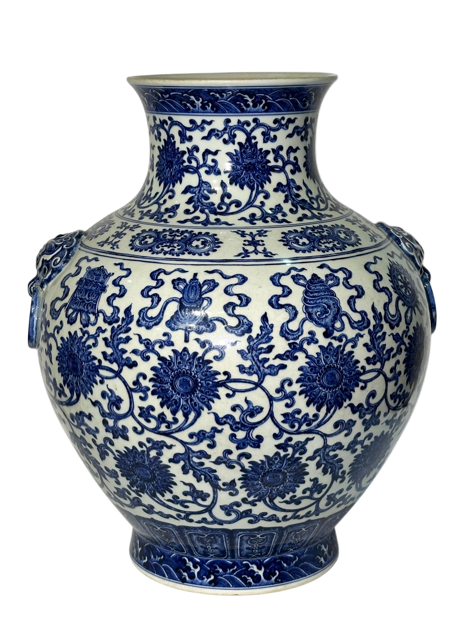 A Chinese large Blue&White vase with double ears, Qian Long Pr. (1 of 11)