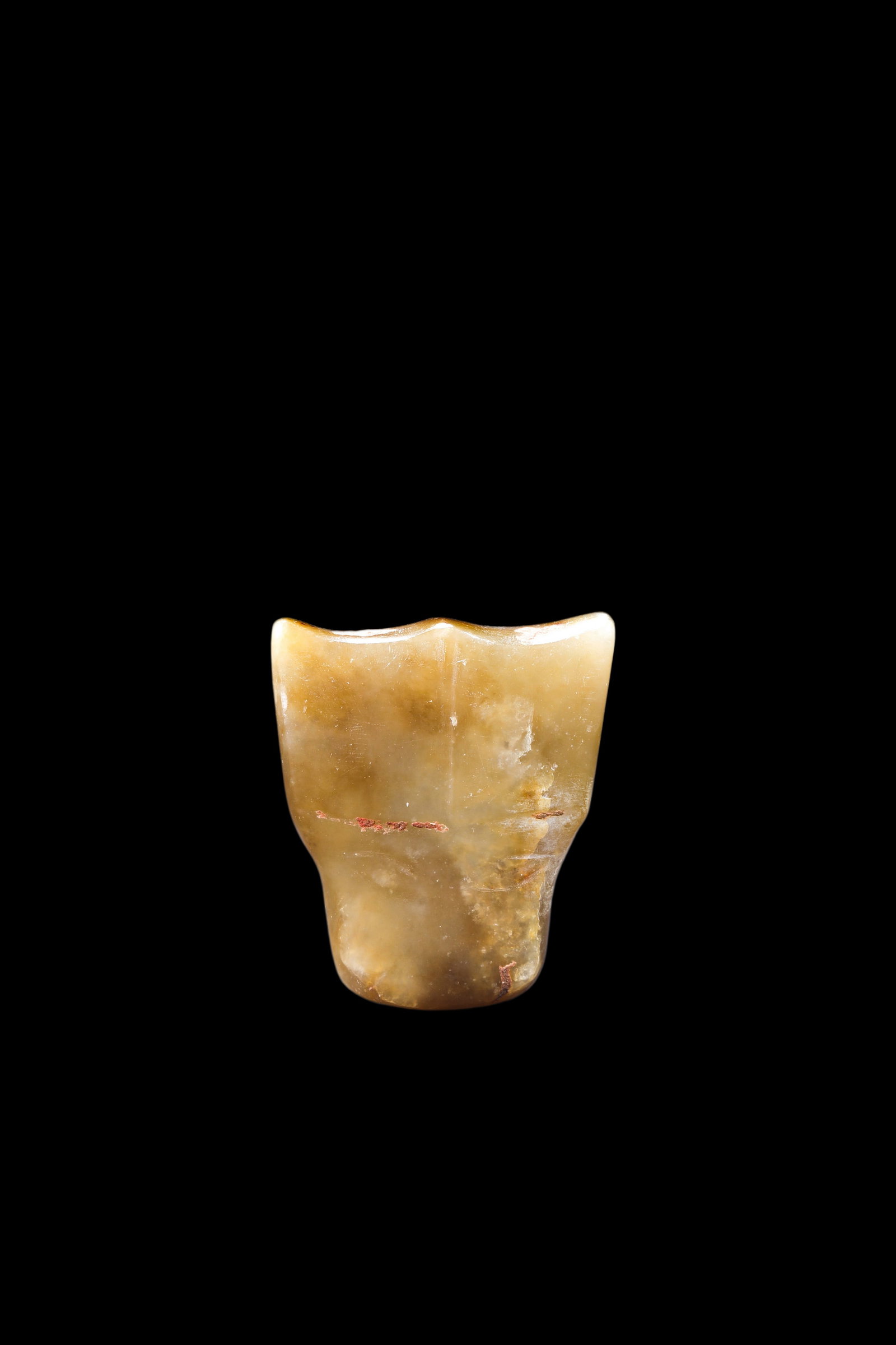 A Calcified Yellow Jade Tooth-Form Pendant, Shang, Circa 13th?C11th C BC Pr.: Size:(Length 3cm ) Shipping:EU\HK\USA Ondoor shipping estimation:75EUR Condition:(Good Condition, No Repairment Checked by UV&Strong Light, Age Traces) Terms:(It is the Buyer's responsibility to inspe