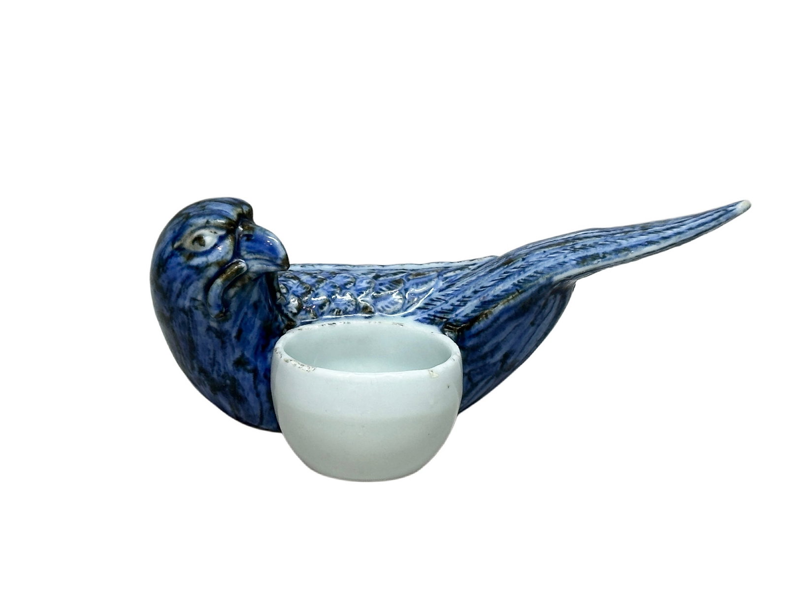 A miniature Blue and white bird-feeding jar, Ming Dynasty Pr.: Size:(Height8.5cm, Mouth Diameter17cm) Shipping:EU\HK\USA Ondoor shipping estimation:105EUR Condition:(Good Condition, No Hairlines, No Cracks, No Repairment Checked by UV&Strong Light, Age Traces) Te