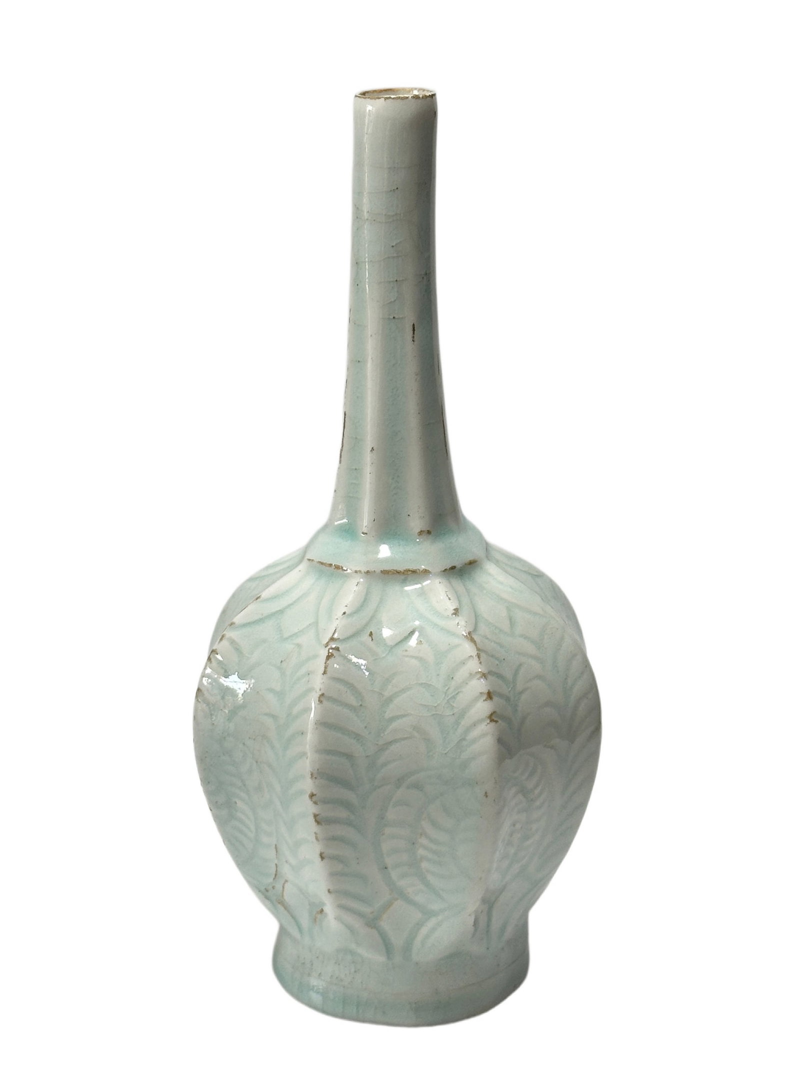 A Chinese rare shape vase with pointed neck, Ming Dynasty Pr. or earlier. (1 of 8)