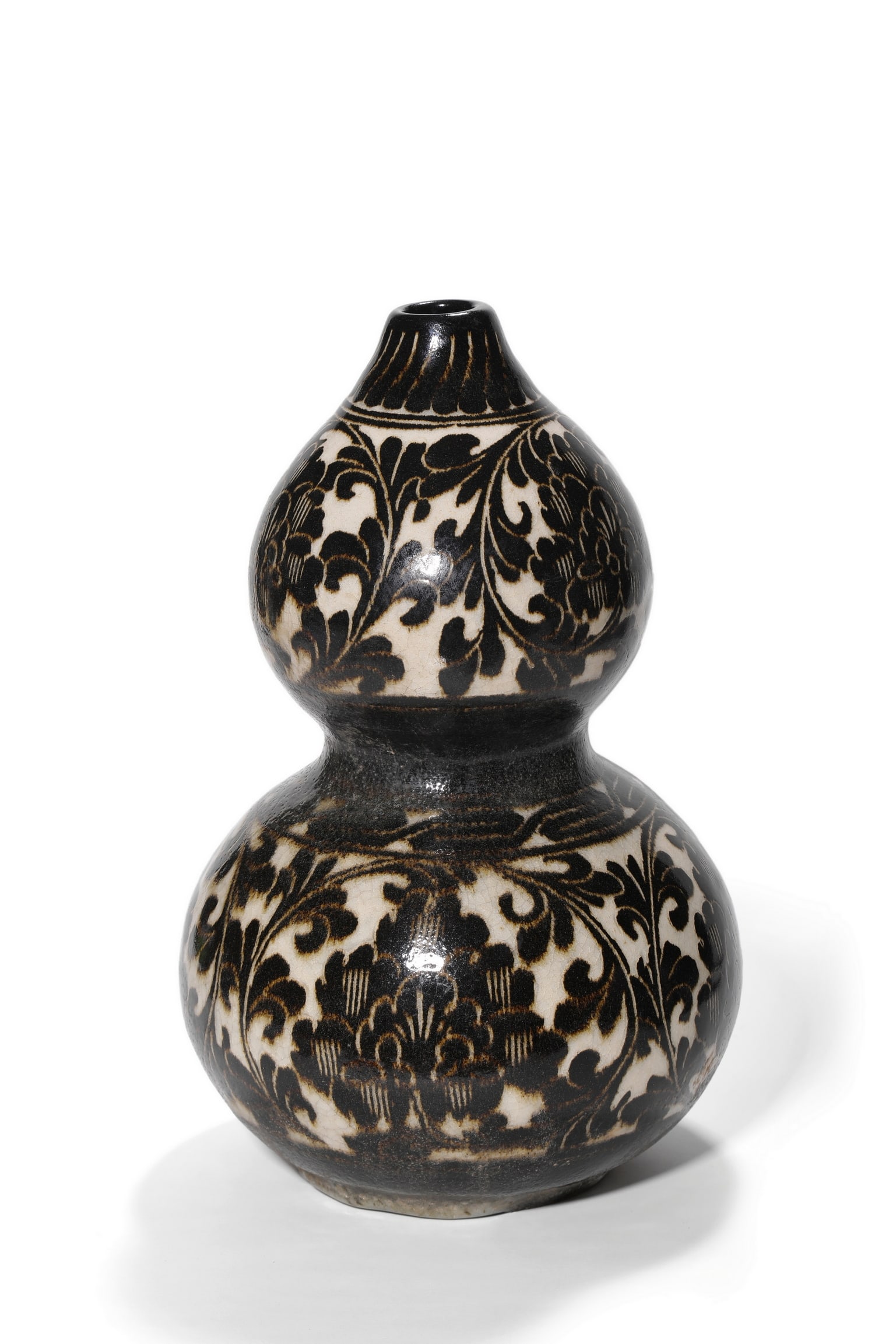 A Cizhou Kiln Black Floral Double Gourd Vase, 12th?C13th C Pr. (1 of 6)