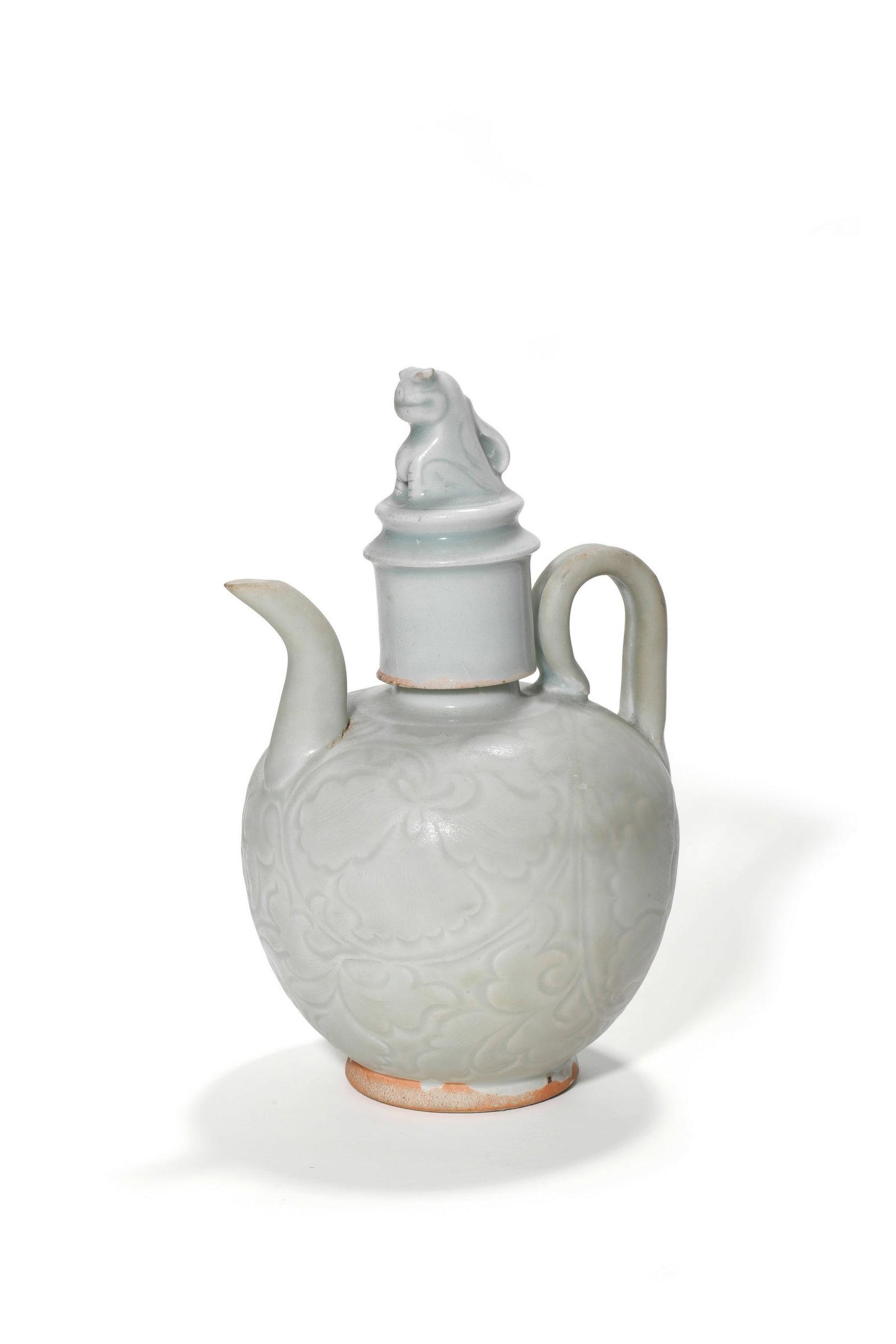 A Qingbai Glaze Lion-Knob Covered Ewer, 12th?C13th C Pr.: Size:(Height 22cm) Shipping:EU\HK\USA Ondoor shipping estimation:85EUR Condition:(Good Condition, No Hairlines, No Cracks, No Repairment Checked by UV&Strong Light, Age Traces) Terms:(It is the Buyer'