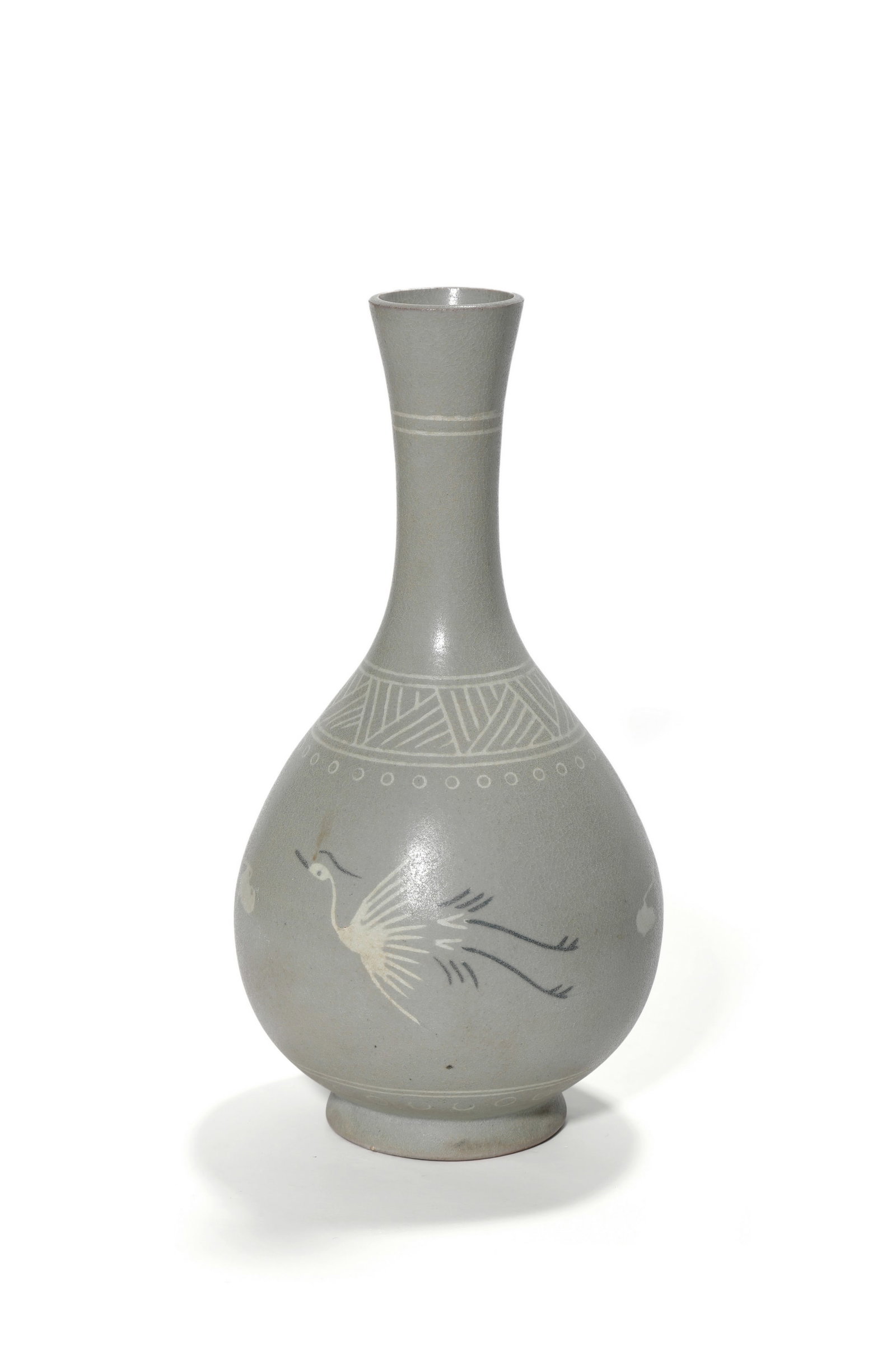 A Korean Celadon Crane Yuhuchun Vase, 12th?C14th C Pr. (1 of 4)