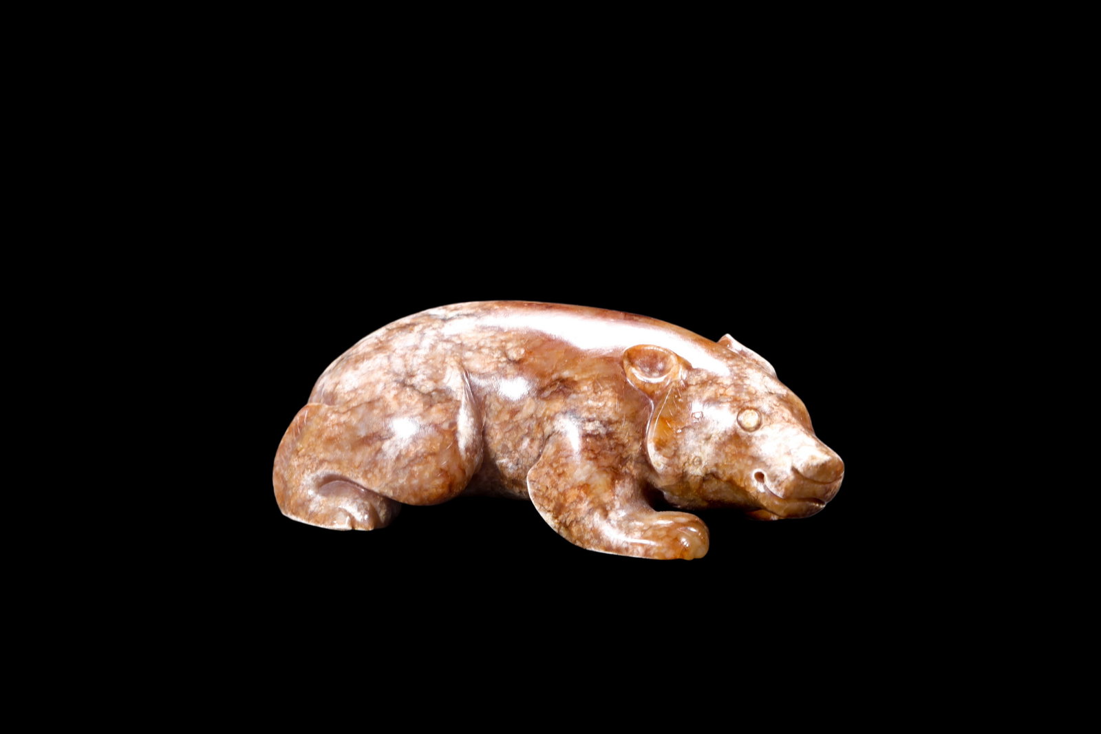 A Mottled Russet Jade Bear Carving, Han, Circa 2nd C BC?C2nd C AD Pr. (1 of 3)