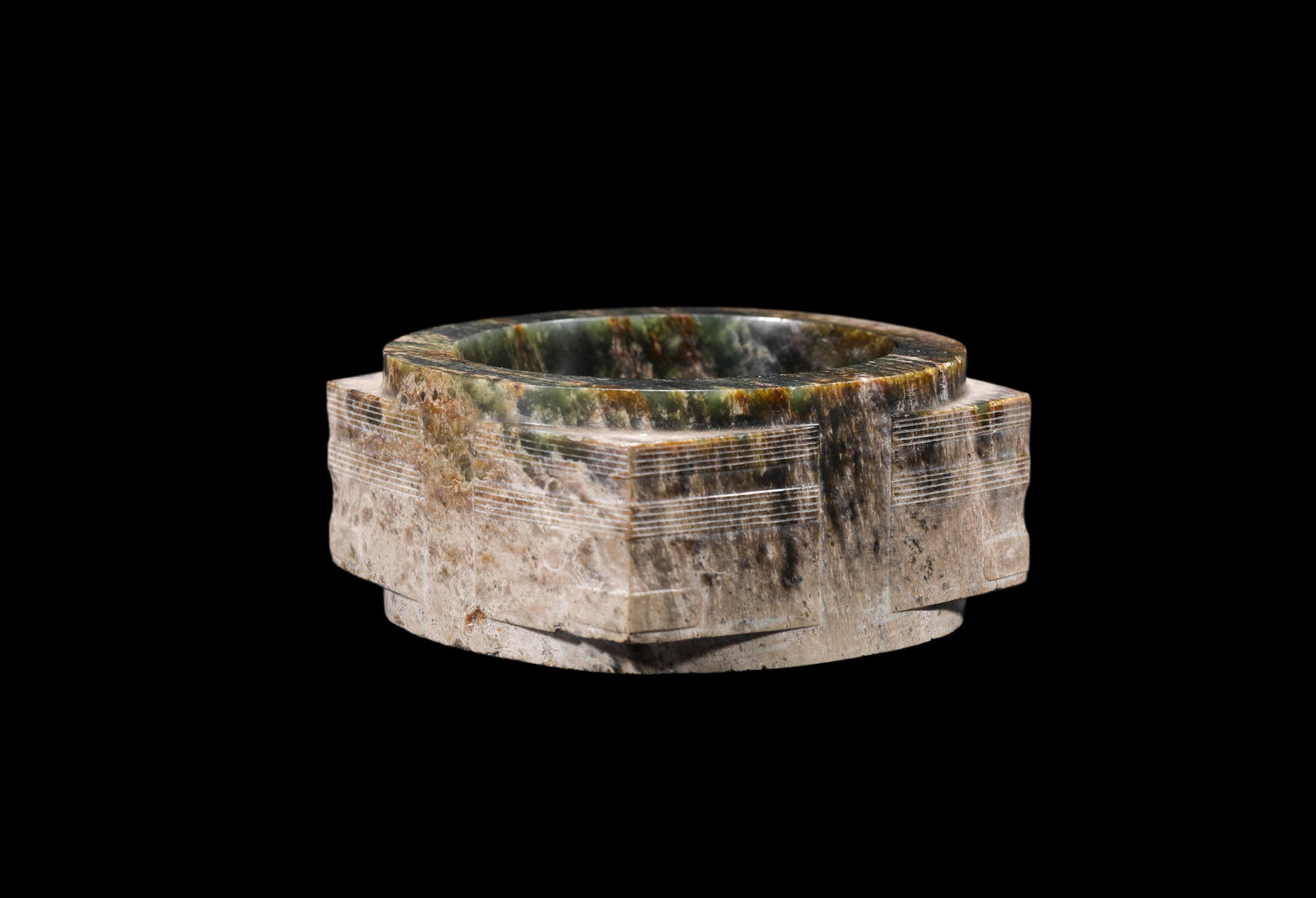 A Mottled Dark Green Jade Cong, Liangzhu, Circa 3300?C2300 C BC Pr. (1 of 5)