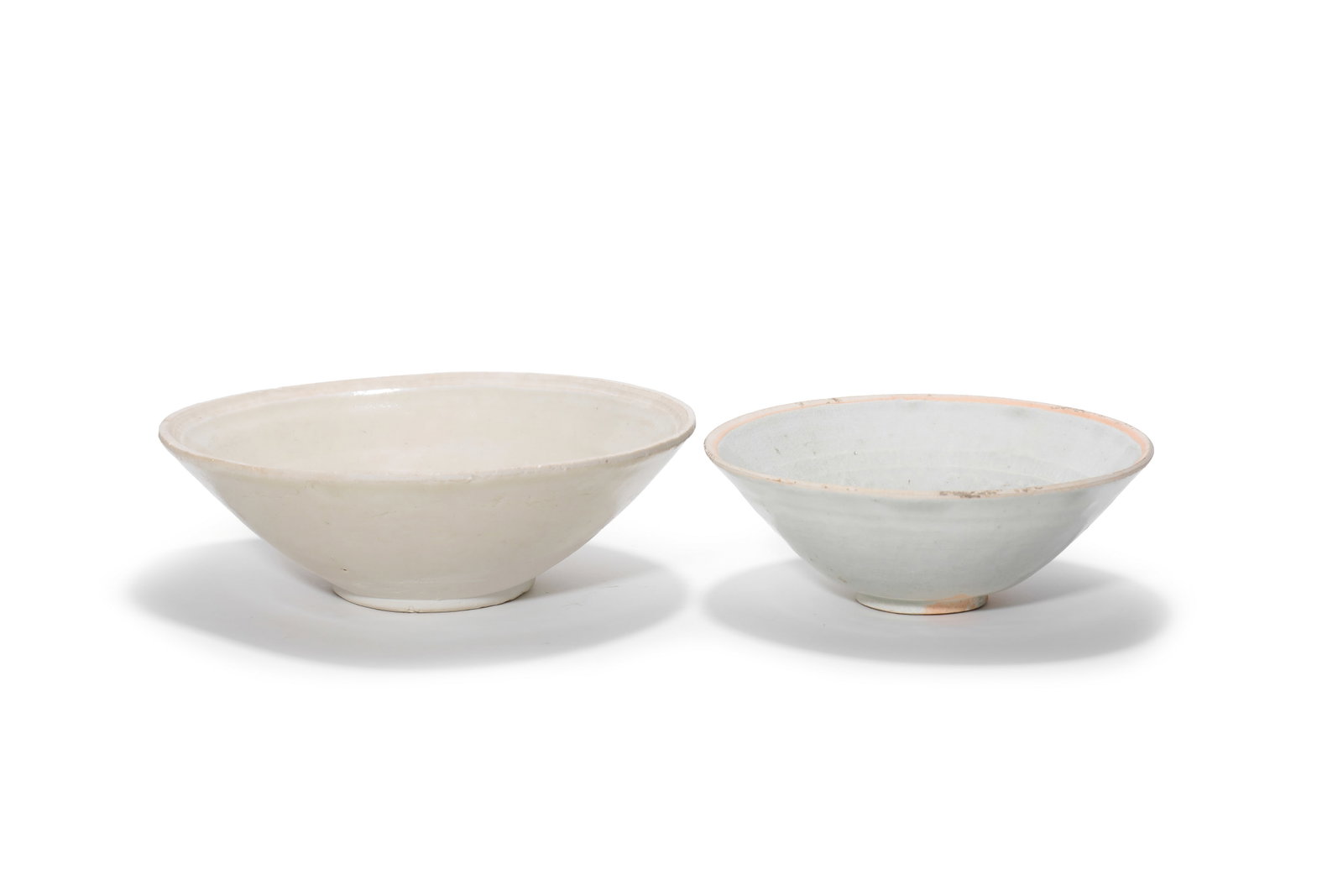 A Pair of White Glaze Conical Bowls, 10th?C13th C Pr. (1 of 3)