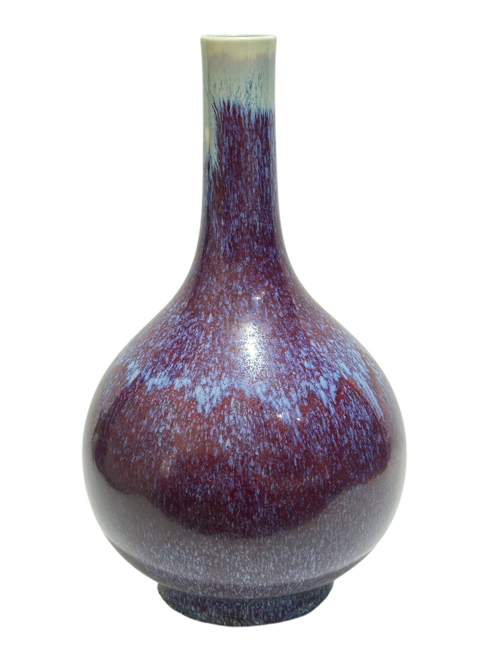 A Chinese Kiln-transformed glazed vase, Qian Long Pr.: Size:(Height37.2cm, Mouth Diameter4.8cm) Shipping:EU\HK\USA Ondoor shipping estimation:115EUR Condition:(Good Condition, No Hairlines, No Cracks, No Repairment Checked by UV&Strong Light, Age Traces)