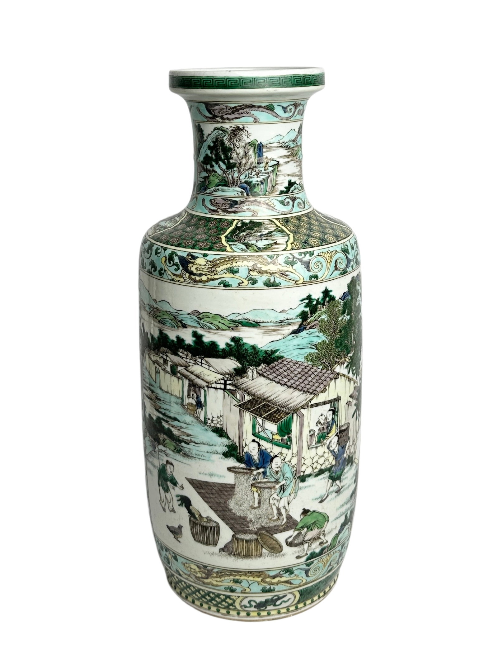A Chinese Famille Verte vase with the painting of fishermen, woodcutters, farmers, and scholars, (1 of 11)