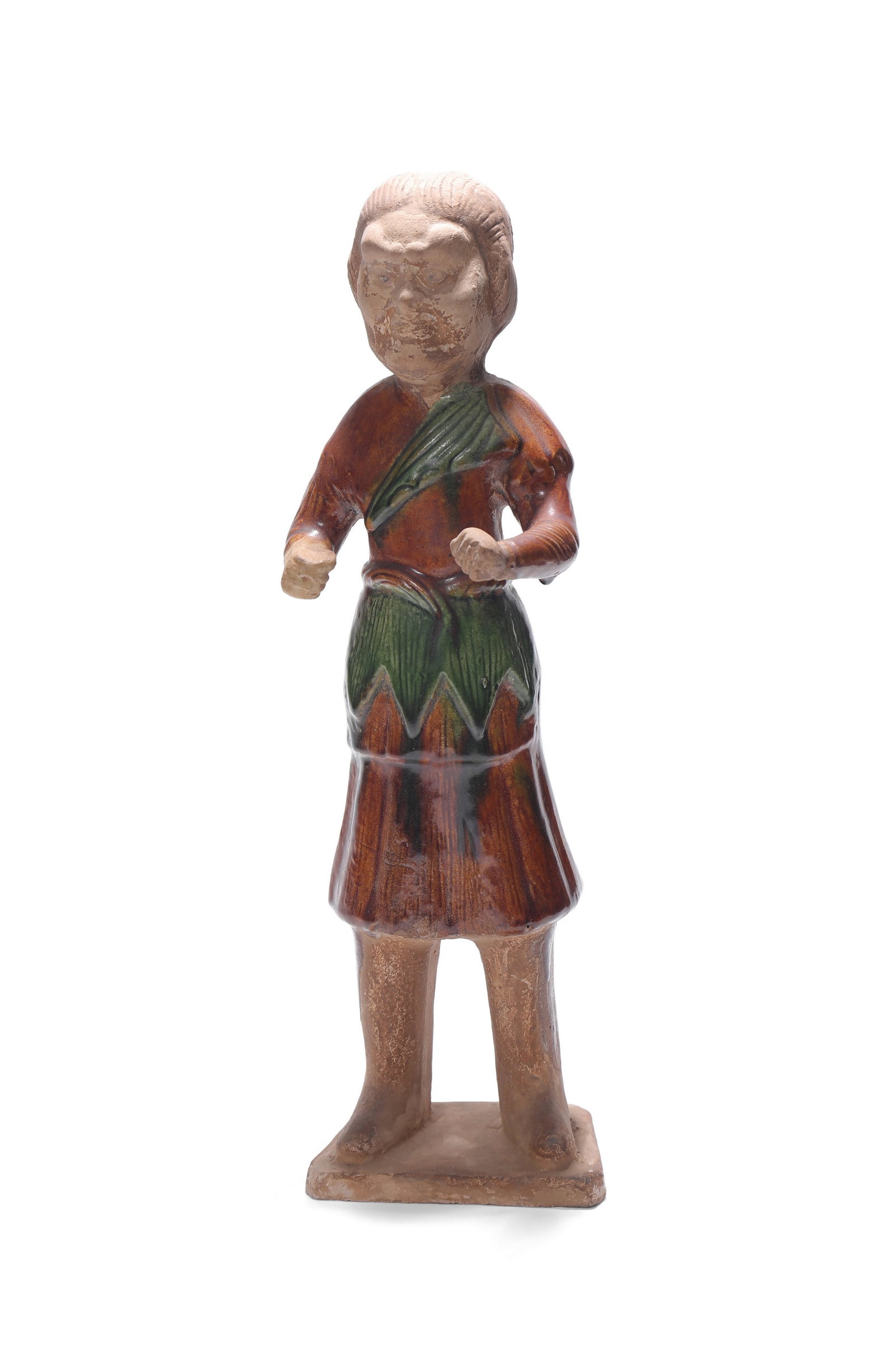 A Chinese Ancient Sancai Pottery Warrior Figure, 7th?8th century Pr.: Size:(Height41cm) Shipping:EU\HK\USA Ondoor shipping estimation:105EUR Condition:(Good Condition, No Hairlines, No Cracks, No Repairment Checked by UV&Strong Light, Age Traces) Terms:(It is the Buyer'