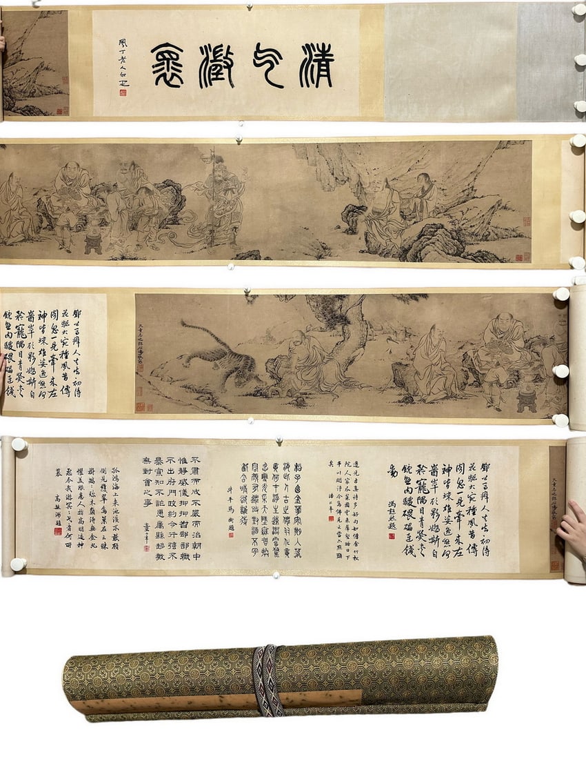 An old Chinese handpainting, Signed&Marked.: Size:(243x36cm) Shipping:EU\HK\USA Ondoor shipping estimation:95EUR Condition:(Good Condition, No Repairment Checked by UV&Strong Light, Age Traces) Terms:(It is the Buyer's responsibility to inspect 
