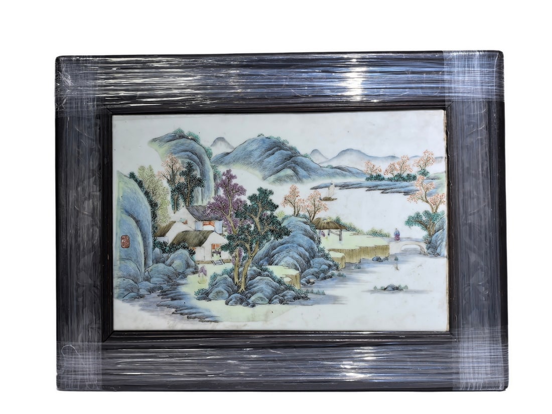 A Chinese porcelain plaque, Republic Pr.: Size:(52x39.5 with Frame) Shipping:EU\HK\USA Ondoor shipping estimation:115EUR Condition:(Good Condition, No Hairlines, No Cracks, No Repairment Checked by UV&Strong Light, Age Traces) Terms:(It is th