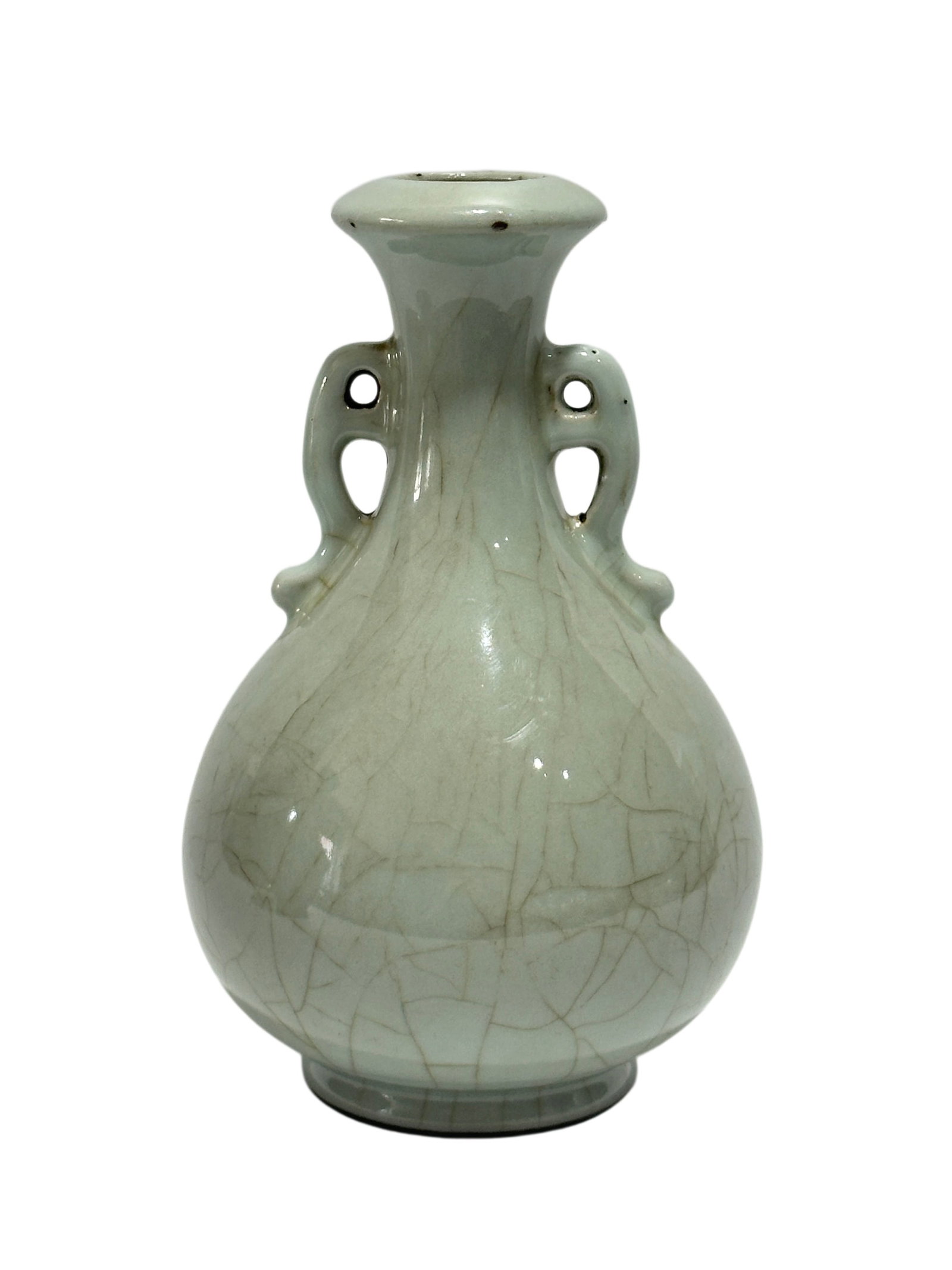 A Chinese guanware vase with double-ears, YongZheng Pr.: Size:(Height21.5cm, Mouth Diameter3.5cm) Shipping:EU\HK\USA Ondoor shipping estimation:115EUR Condition:(Good Condition, No Hairlines, No Cracks, No Repairment Checked by UV&Strong Light, Age Traces) 