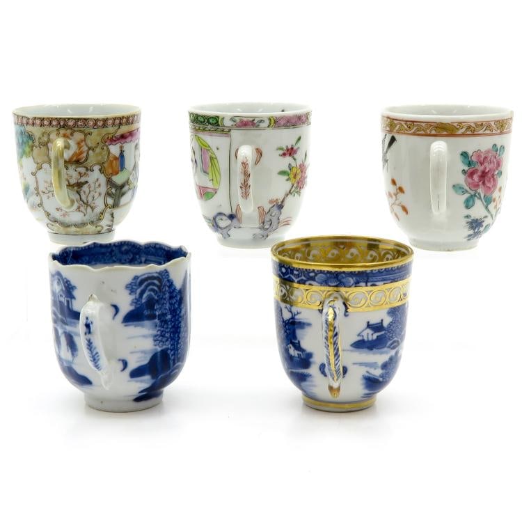 5 China Porcelain Cups, Qing Dynasty Pr. (1 of 6)