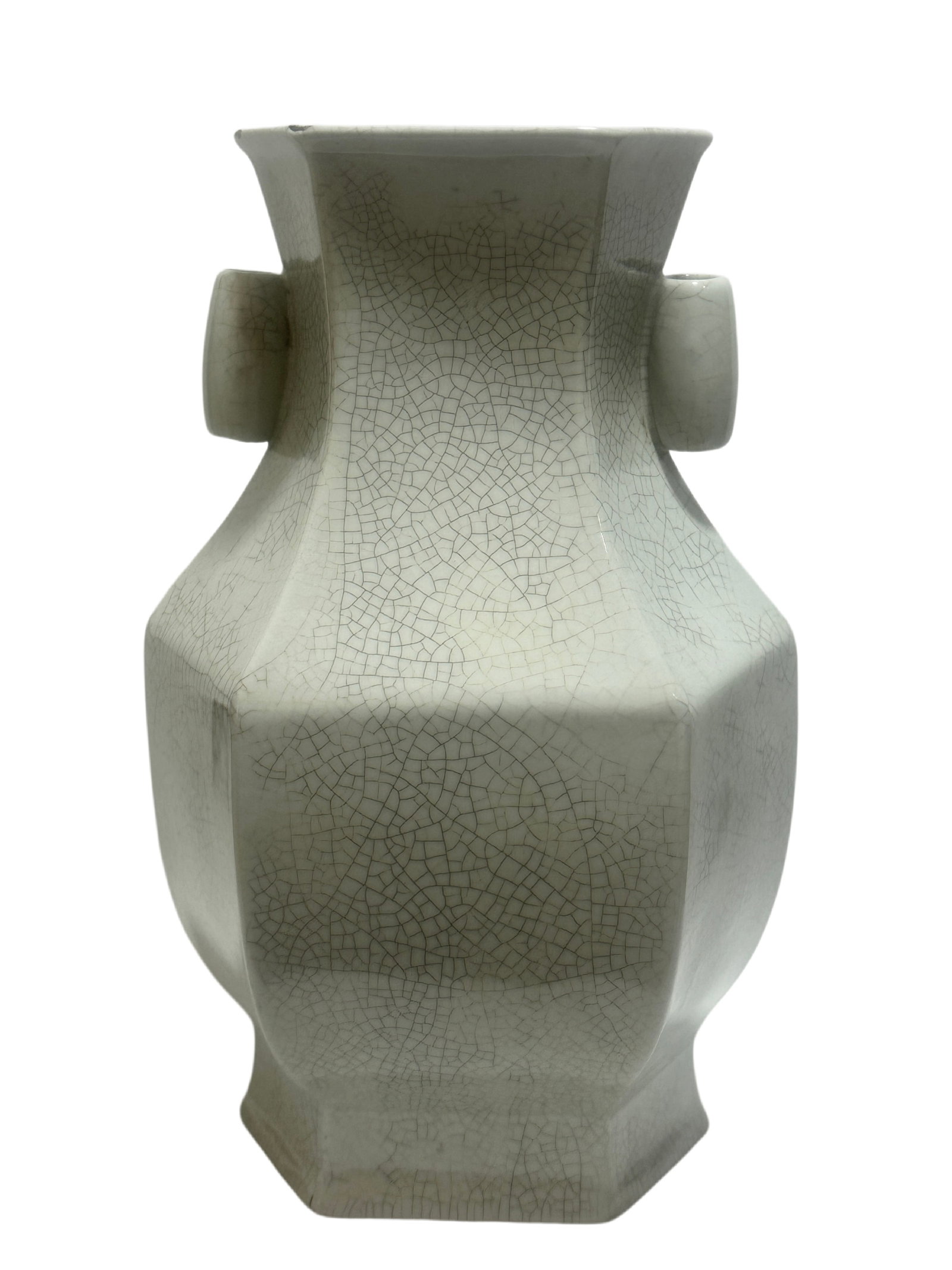 A Chinese Ge kiln double-handled hexagonal vase, Qian Long Pr. (1 of 8)