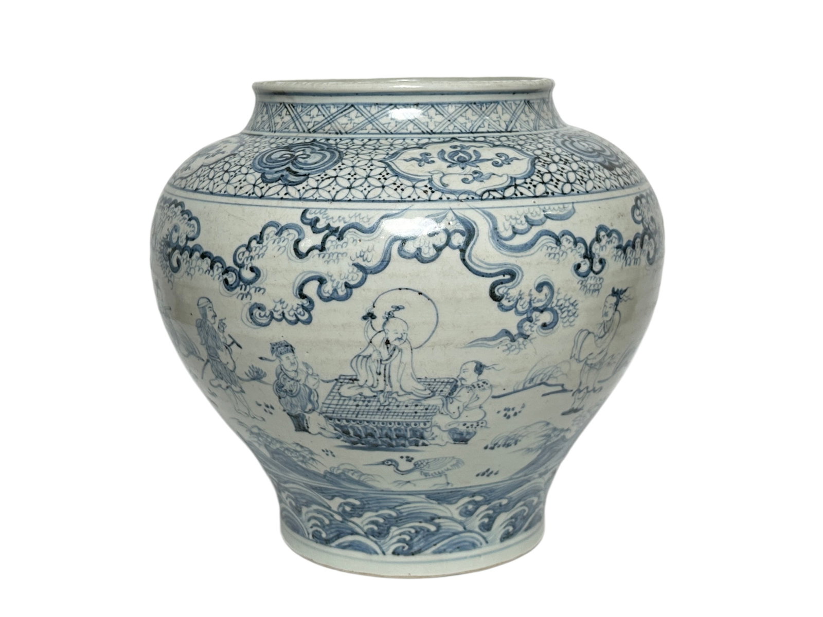 A Chinese Blue-and-white figure jar, Ming Dynasty Pr. (1 of 10)