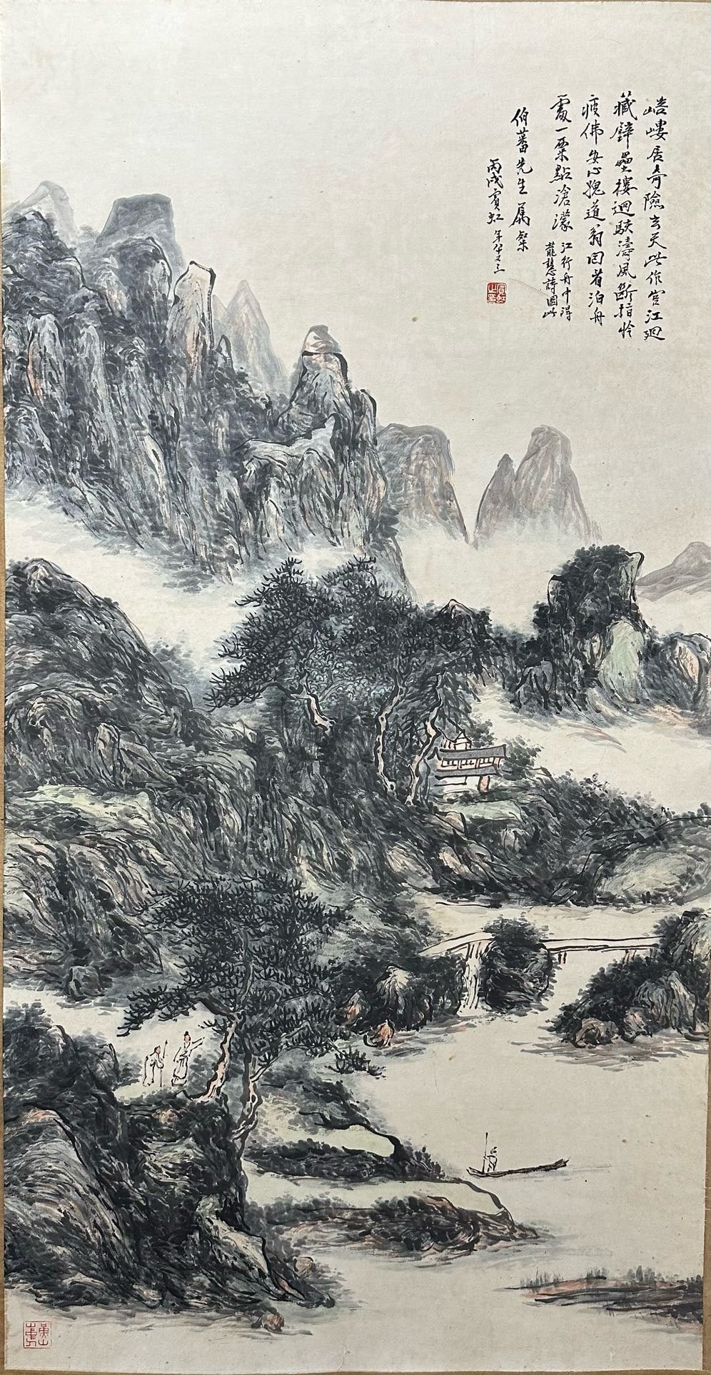 An old Chinese handpainting, Signed&Marked.: Size:(132x69cm) Shipping:EU\HK\USA Ondoor shipping estimation:95EUR Condition:(Good Condition, No Repairment Checked by UV&Strong Light, Age Traces) Terms:(It is the Buyer's responsibility to inspect 