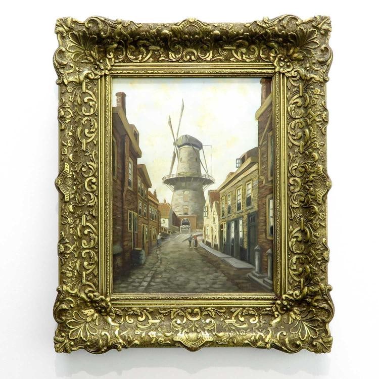 Oil on Canvas Depicting Windmill: Size:(Signed, 30x40 cm) Shipping:EU\HK\USA Ondoor shipping estimation:105EUR Condition:(Good Condition, No Repairment Checked by UV&Strong Light, Age Traces) Terms:(It is the Buyer's responsibility to
