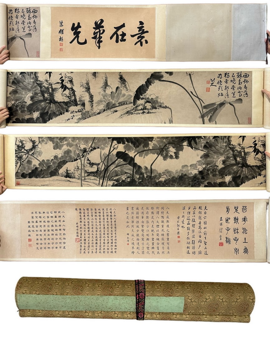 An old Chinese handpainting, Signed&Marked.: Size:(275x33cm) Shipping:EU\HK\USA Ondoor shipping estimation:95EUR Condition:(Good Condition, No Repairment Checked by UV&Strong Light, Age Traces) Terms:(It is the Buyer's responsibility to inspect 