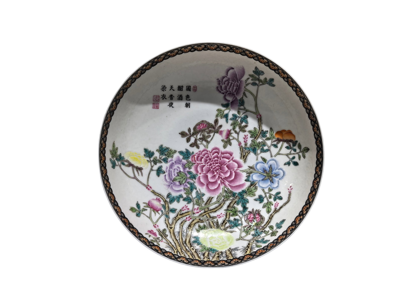 An enamel dish, Republic Pr.: Size:(Mouth Diameter16.2cm, Height4.2cm) Shipping:EU\HK\USA Ondoor shipping estimation:95EUR Condition:(Good Condition, No Hairlines, No Cracks, No Repairment Checked by UV&Strong Light, Age Traces)