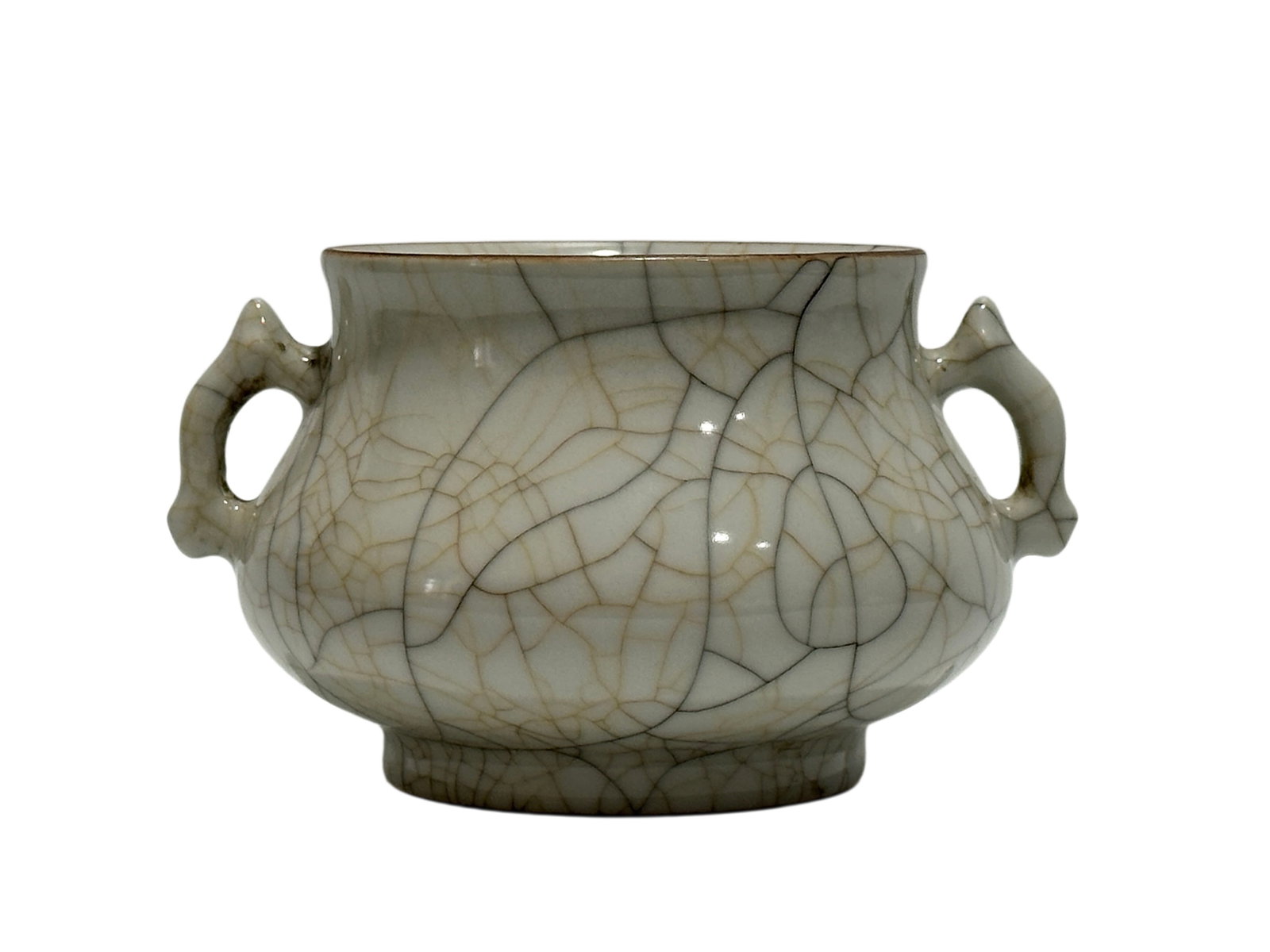 A Chinese Ge kiln double-eared censer, Ming Dynasty Pr. (1 of 7)