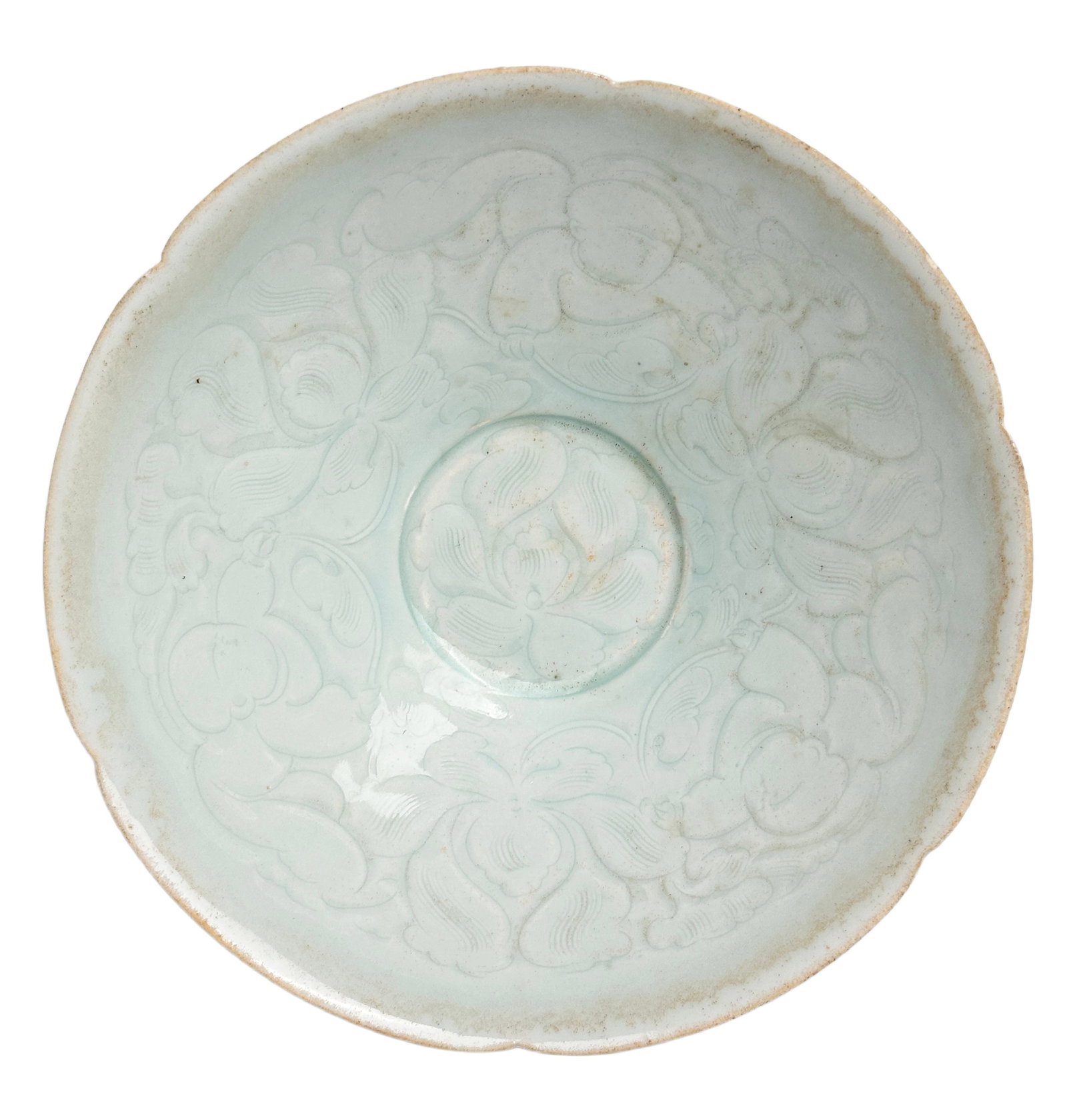 A Chinese white glaze bowl incarved with boys, Ming Dynasty Pr. or earlier. (1 of 8)