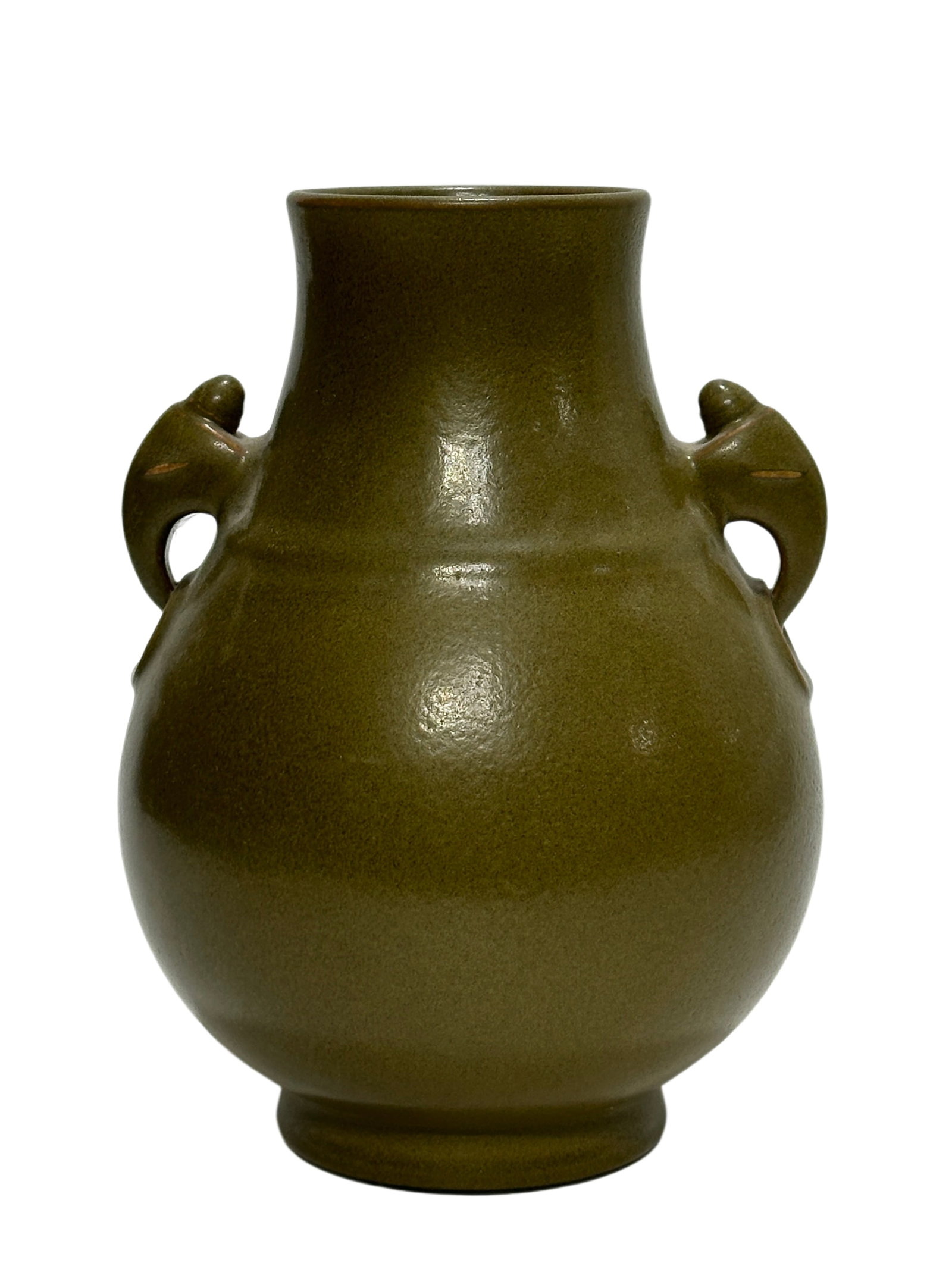A Chinese Tea dust colour vase with two ears, Qian Long Pr. (1 of 7)