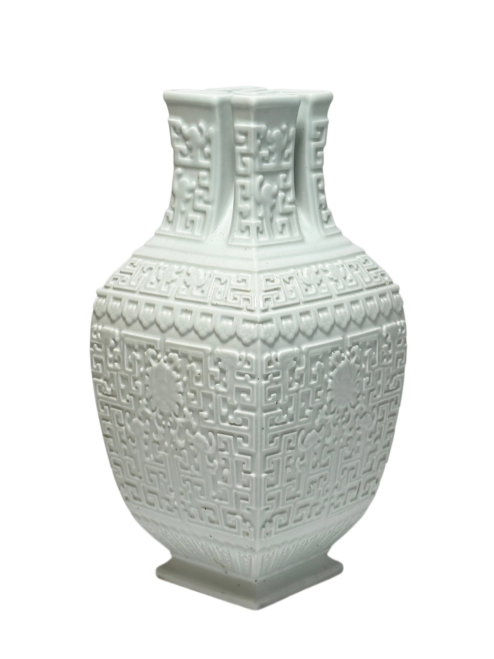 A Chinese White glaze piled phoenixes vase, Qian Long Pr. (1 of 6)