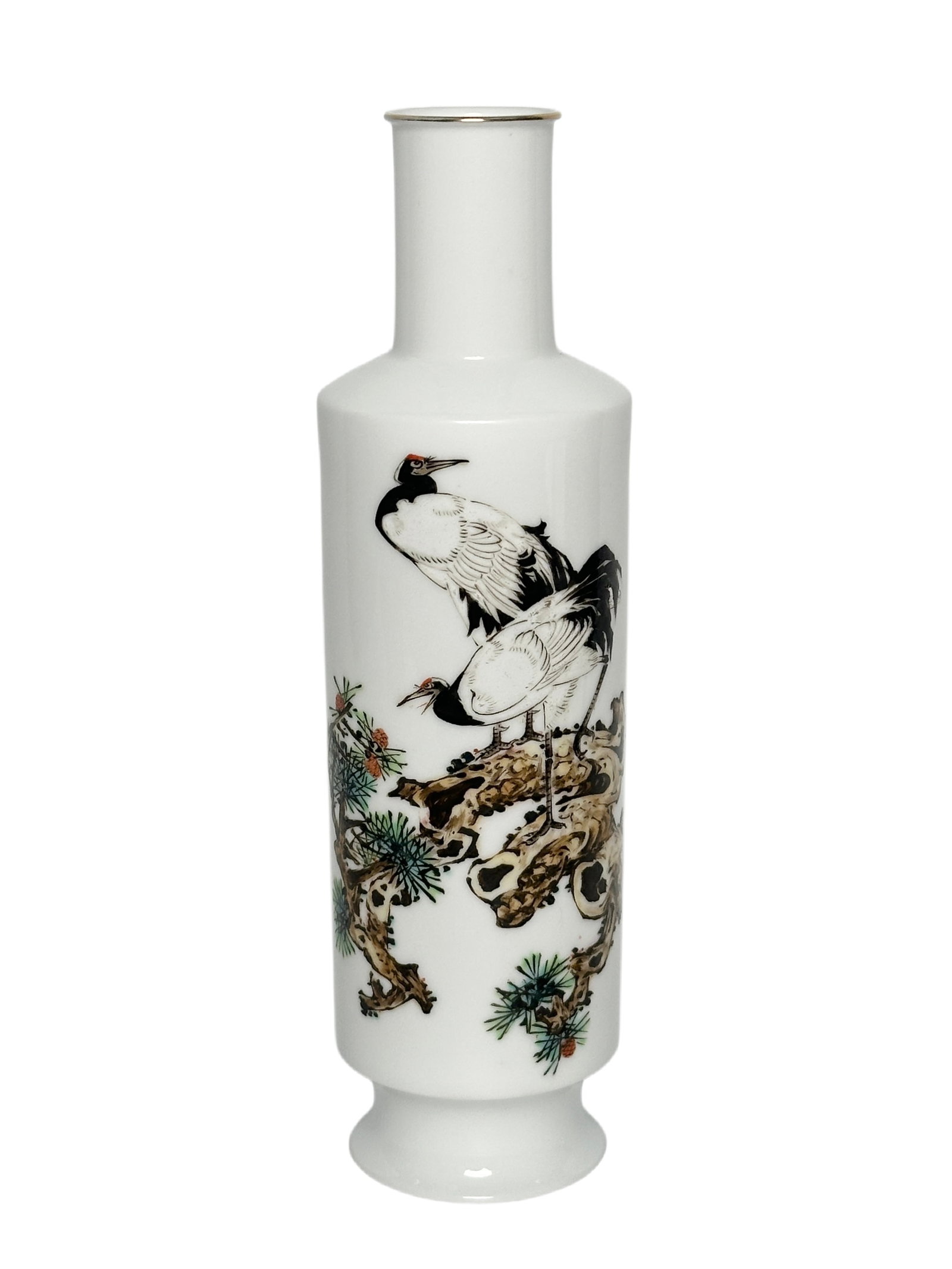 A Chinese Famille Rose vase, 1970's Pr.: Size:(Height22.5cm, Mouth Diameter3.5cm) Shipping:EU\HK\USA Ondoor shipping estimation:95EUR Condition:(Good Condition, No Hairlines, No Cracks, No Repairment Checked by UV&Strong Light, Age Traces) T