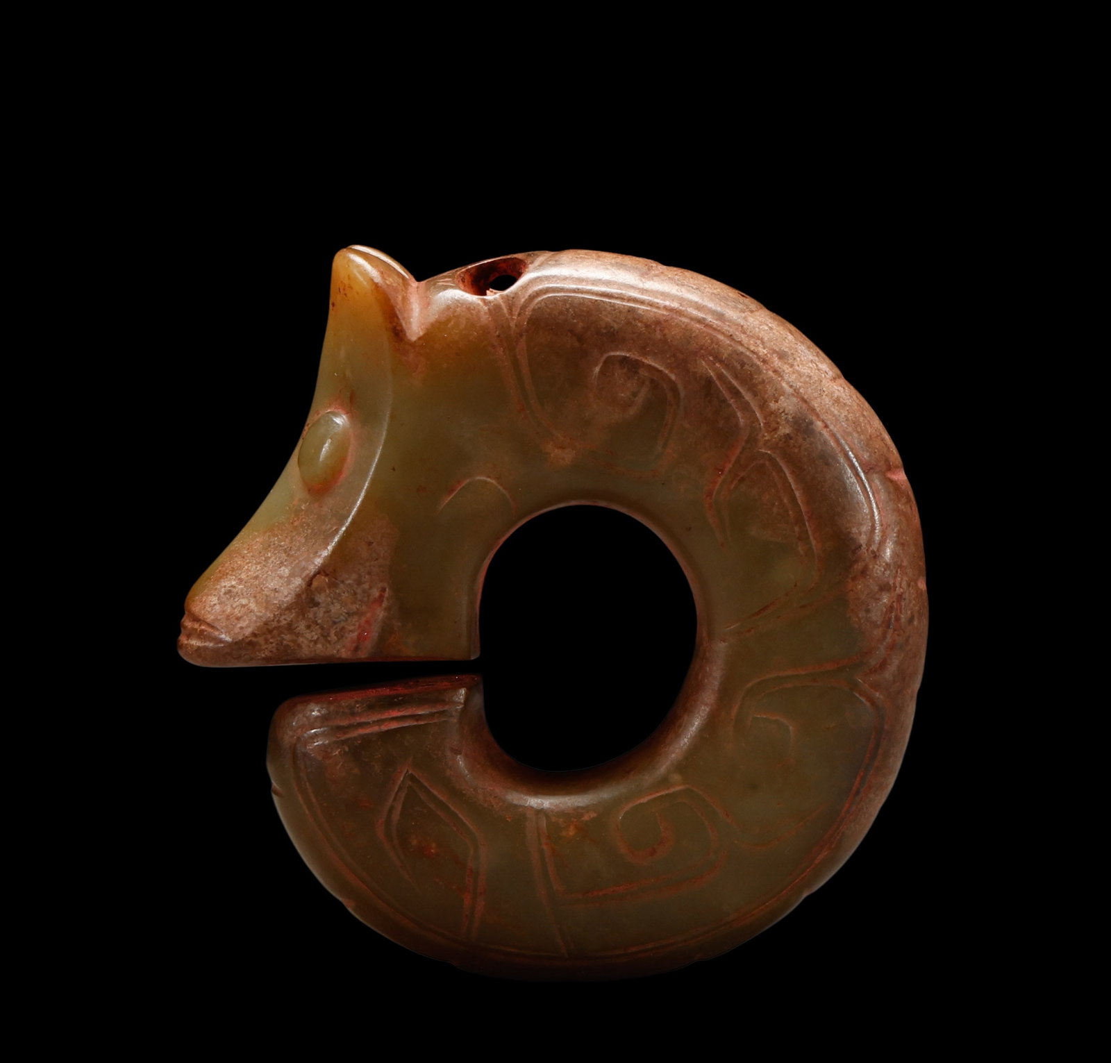A Chinese Ancient Notched Jade Dragon?Ring (Jue), 17th?Century?BCE?11th?Century?BCE Pr. (1 of 6)
