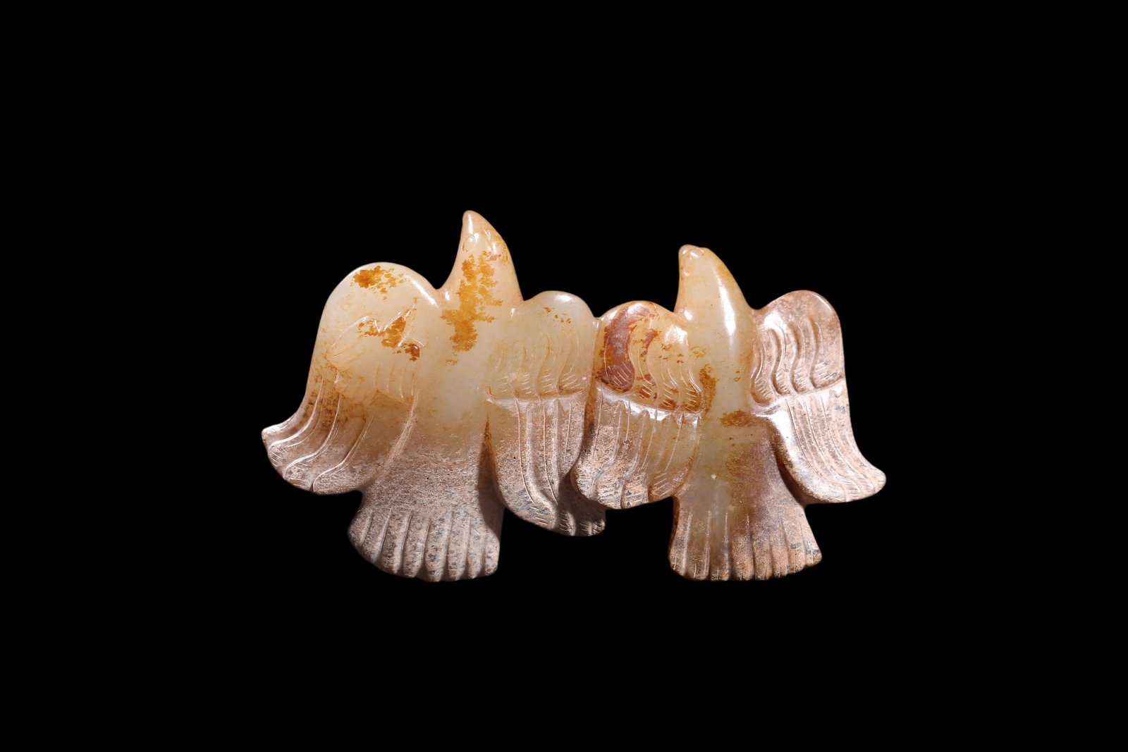 A Pair of Chinese Ancient Jade Bird Pendants, 2nd?Century?BCE?2nd?Century?CE Pr.: Size:(Length11cm) Shipping:EU\HK\USA Ondoor shipping estimation:70EUR Condition:(Good Condition, No Repairment Checked by UV&Strong Light, Age Traces) Terms:(It is the Buyer's responsibility to inspec