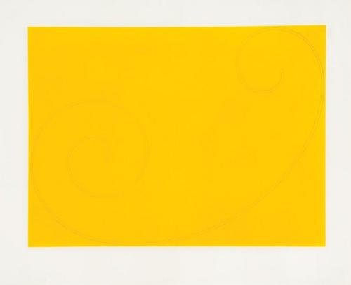 Robert Mangold (b.1937) yellow curled figure: Robert Mangold (b.1937) yellow curled figure silkscreen printed in colors, 2002, signed and dated in pencil, numbered 23/108, published by the Lincoln Center for the Performing Arts, New York,