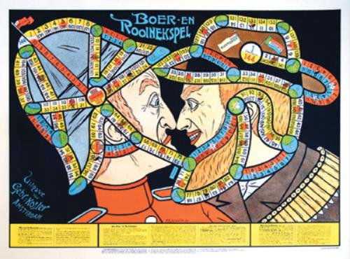 Schlette, Boer en rooinekspel, poster: Schlette, F. G. Boer en rooinekspellithograph in colours, c.1895, printed by Braakensiek, Amst., condition A-, backed on linen, 24 x 33in., (61 x 84cm.)