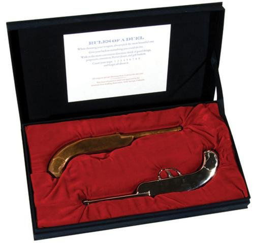 Vik Muniz (b. 1961) drunken duel, 1991: Vik Muniz (b. 1961) drunken duel, 1991two bronze duelling pistols, one silver-plated, edition 16 of 26 (lettered P), signed in ball point pen by the artist on the certificate, housed in the pr