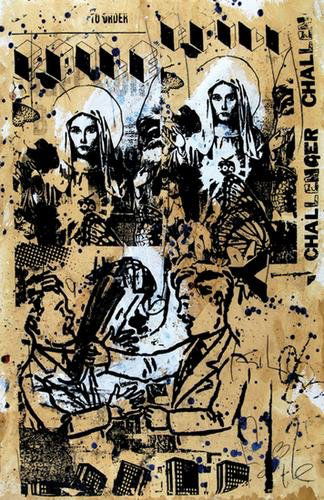 Faile challenger, 2006: Faile challenger, 2006acrylic, coloured inks, graphite and silkscreen on paper, inscribed 1986 in pencil at lower left, signed in pencil at lower right, 44 x 29? in., 111.8 x 75 cm.