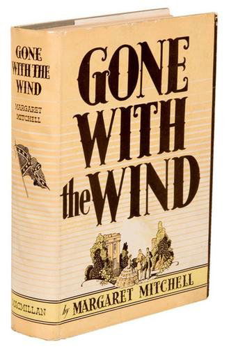 MITCHELL, Margaret. Gone with the Wind.: MITCHELL, Margaret. Gone with the Wind.New York: The Macmillan Company, 1936. 8vo. Original gray cloth in dust jacket; custom cloth folding case. Condition: rear panel lightly smudged, very mi