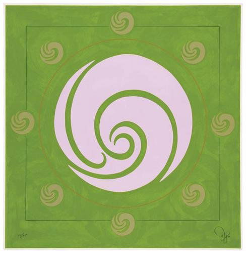 Jack Youngerman galaxy apple green: Jack Youngerman (b. 1926) galaxy apple greensilkscreen printed in colors with pochoir and intaglio, 1981, signed and dated, numbered 67/75, from the Yantra Series, on Arches, with full margins