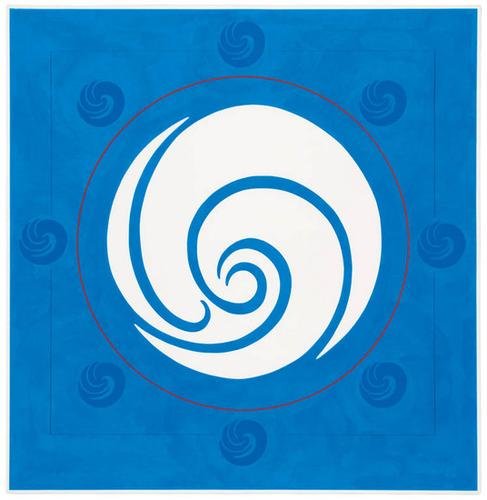 Jack Youngerman galaxy blue: Jack Youngerman (b. 1926) galaxy bluesilkscreen printed in colors with pochoir and intaglio, 1983, signed and dated, numbered 71/75, from the Yantra Series, on Arches, with full margins, in go